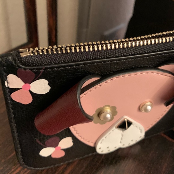 Medium l-zip card holder key chain Kate spade pup - Picture 3 of 6